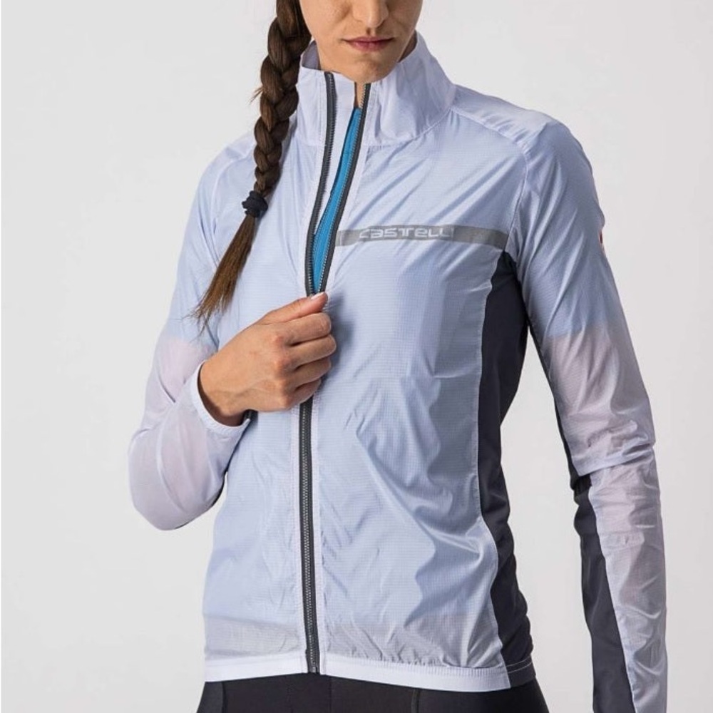 NWT Castelli Donna Women's Light Blue / White Windproof Cycling Jacket